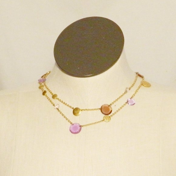 Coach Daphne Layered Goldtone & Purple Stone Necklace - Picture 1 of 4
